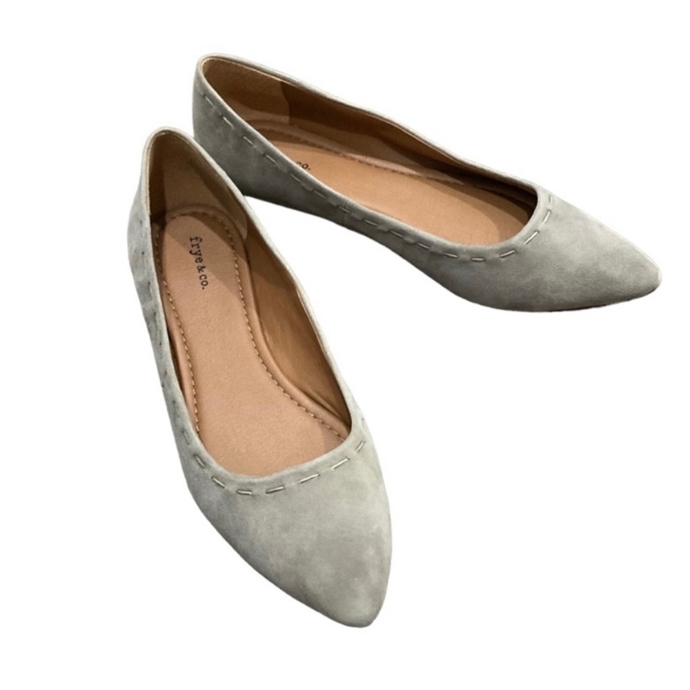 Frye & Co Taupe Erin Stitch Leather Point Toe Flats Size 10